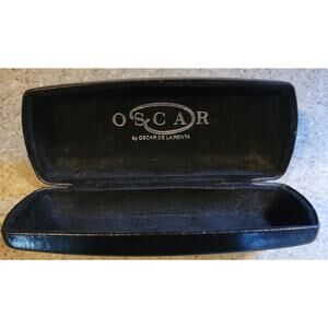 Oscar de la Renta Black Faux Leather Hard Glasses Eyeglass Case Protective